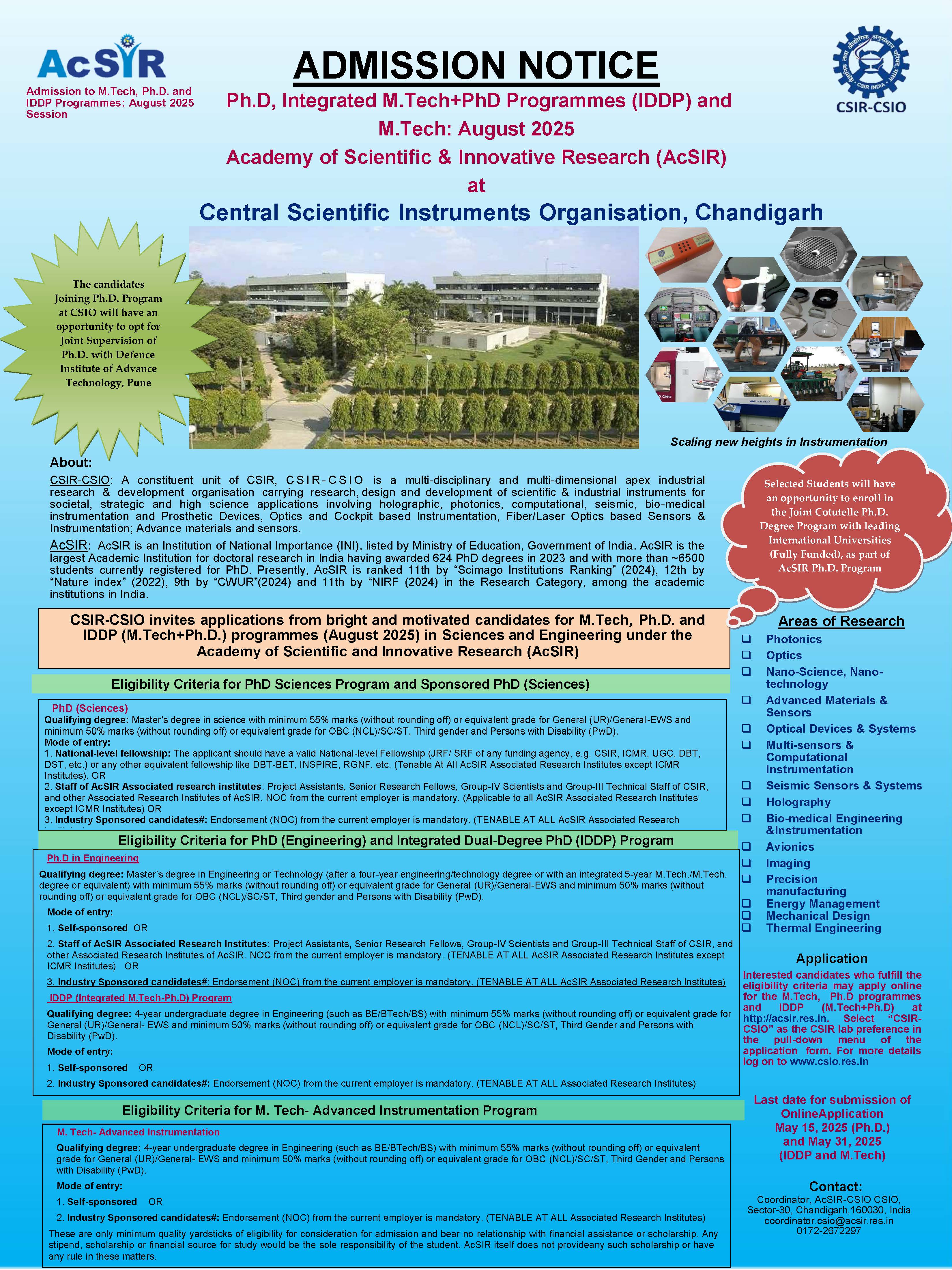 AcSIR Admission Notice