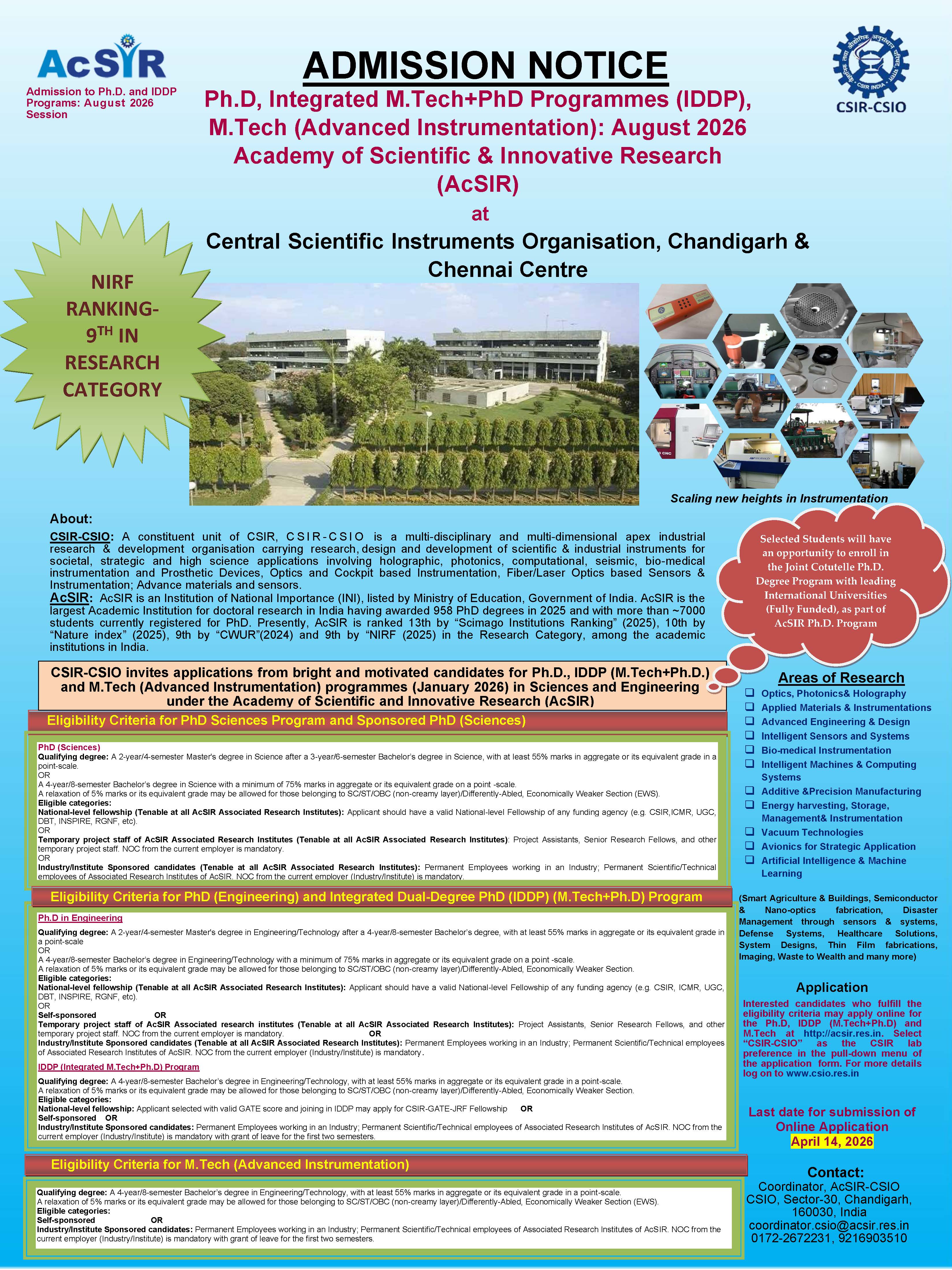 AcSIR Admission Notice